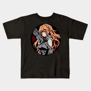 Cute Girl Holding A Weapon Kids T-Shirt